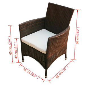vidaXL Garden Chairs 2 pcs. Poly Rattan Brown