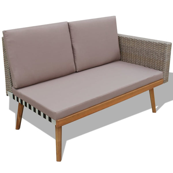 vidaXL 4-Piece Garden Lounge Set with Cushions Poly Rattan Grey
