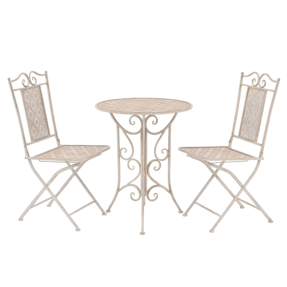 vidaXL 3-Piece Bistro Set Steel White