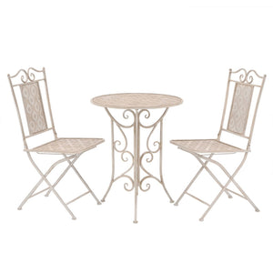 vidaXL 3-Piece Bistro Set Steel White
