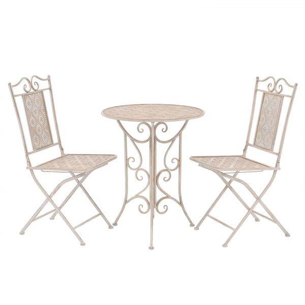 vidaXL 3-Piece Bistro Set Steel White