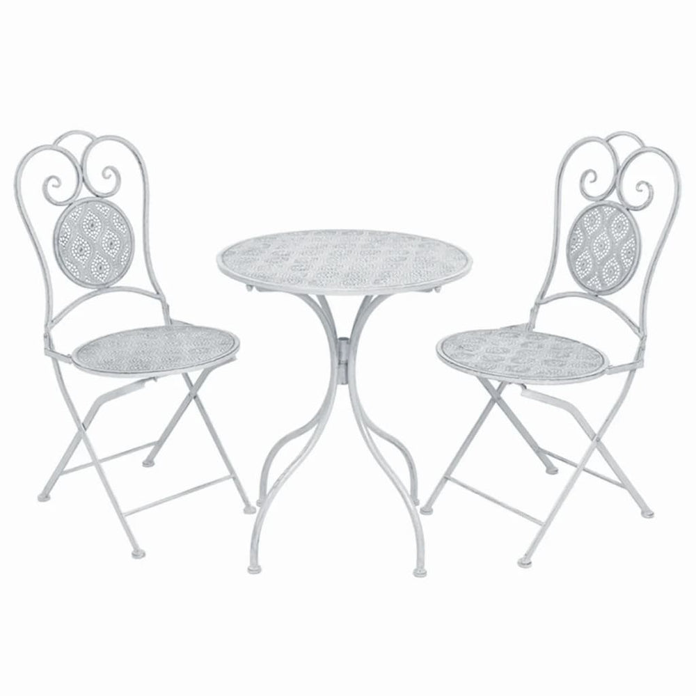 vidaXL 3-Piece Bistro Set Steel Grey and White