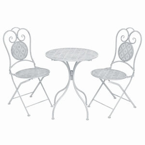 vidaXL 3-Piece Bistro Set Steel Grey and White