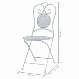 vidaXL 3-Piece Bistro Set Steel Grey and White