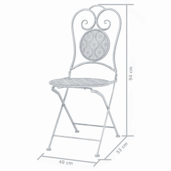 vidaXL 3-Piece Bistro Set Steel Grey and White