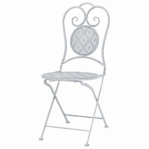 vidaXL 3-Piece Bistro Set Steel Grey and White