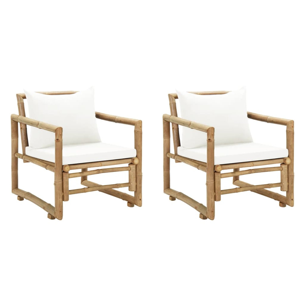 vidaXL Garden Chairs 2 pcs. with Cushions and Pillows Bamboo