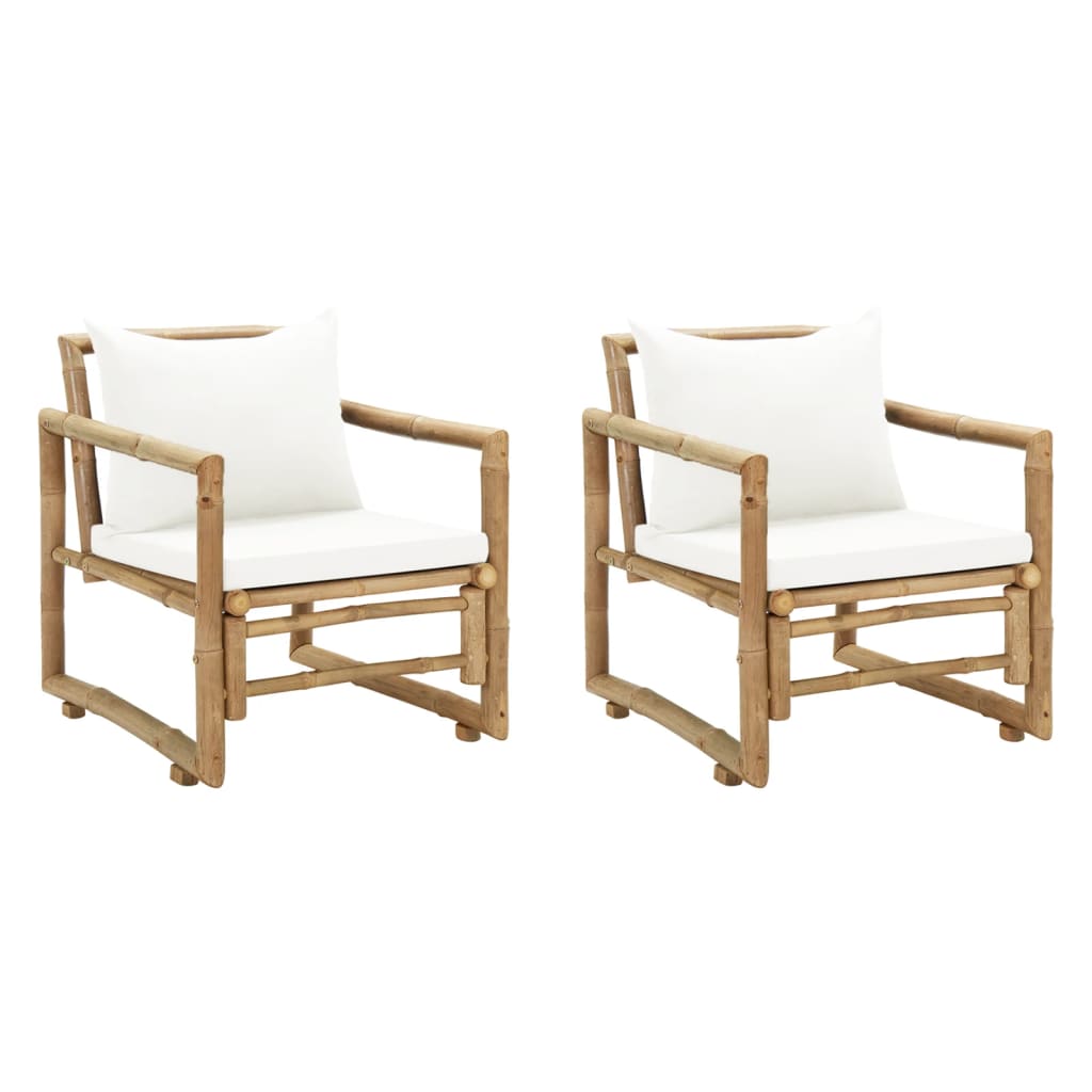 vidaXL Garden Chairs 2 pcs. with Cushions and Pillows Bamboo