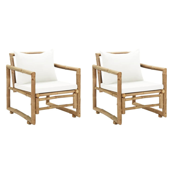 vidaXL Garden Chairs 2 pcs. with Cushions and Pillows Bamboo