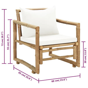 vidaXL Garden Chairs 2 pcs. with Cushions and Pillows Bamboo