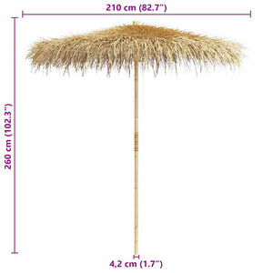 vidaXL Bamboo Parasol with Banana Leaf Roof 210 cm