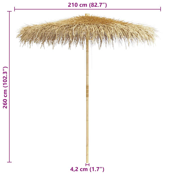 vidaXL Bamboo Parasol with Banana Leaf Roof 210 cm