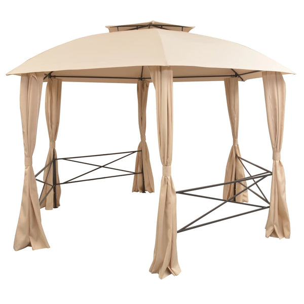 vidaXL Hexagonal Garden Gazebo with Curtains 360x265 cm