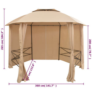 vidaXL Hexagonal Garden Gazebo with Curtains 360x265 cm