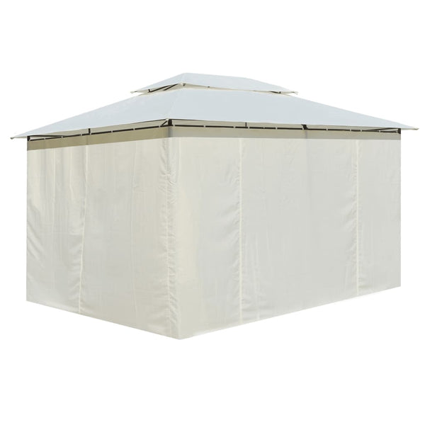 Gartenpavillon 4x3 m mit Vorhängen, Weiß