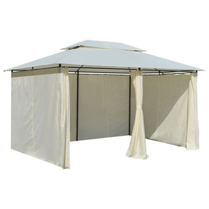 Gartenpavillon 4x3 m mit Vorhängen, Weiß