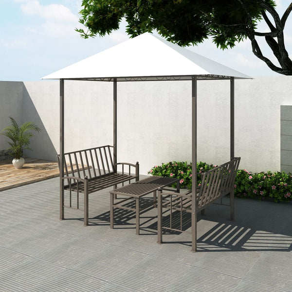 Gartenpavillon mit Tisch und Bänken