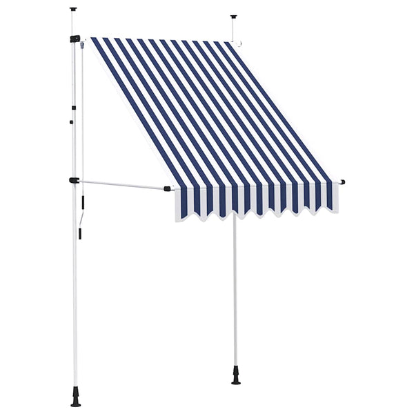 Einziehbare Markise, Handbetrieb, 150cm, Blau/Weiß