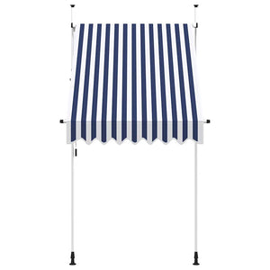 Einziehbare Markise, Handbetrieb, 150cm, Blau/Weiß