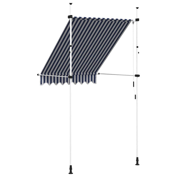 Einziehbare Markise, Handbetrieb, 150cm, Blau/Weiß