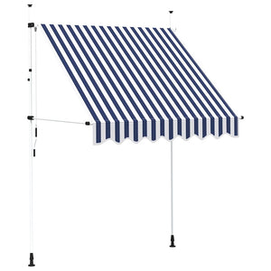 vidaXL Retractable Awning Manual 200 cm Blue/White Striped