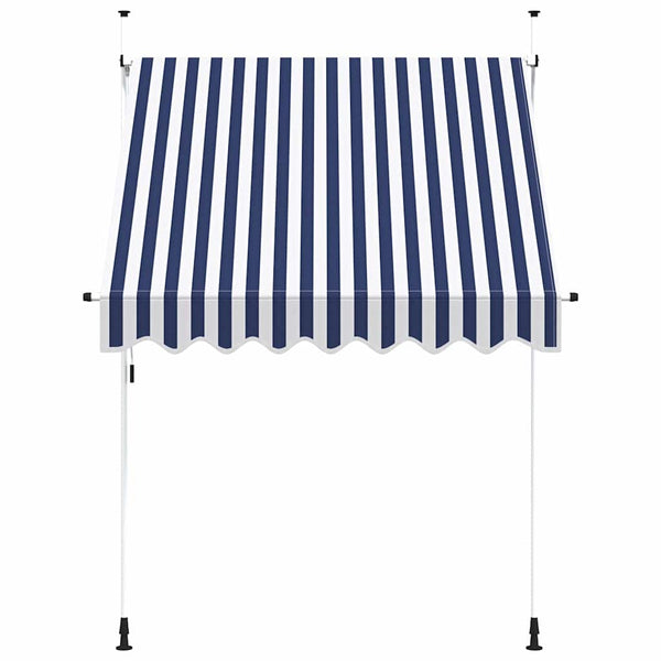 vidaXL Retractable Awning Manual 200 cm Blue/White Striped