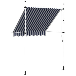 vidaXL Retractable Awning Manual 200 cm Blue/White Striped