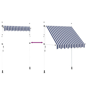 vidaXL Retractable Awning Manual 200 cm Blue/White Striped