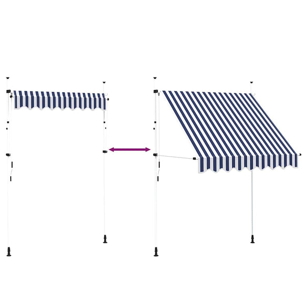 vidaXL Retractable Awning Manual 200 cm Blue/White Striped