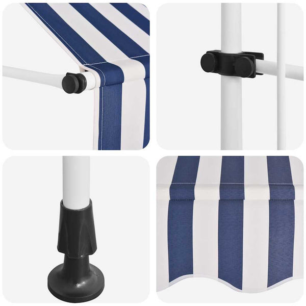 vidaXL Retractable Awning Manual 200 cm Blue/White Striped