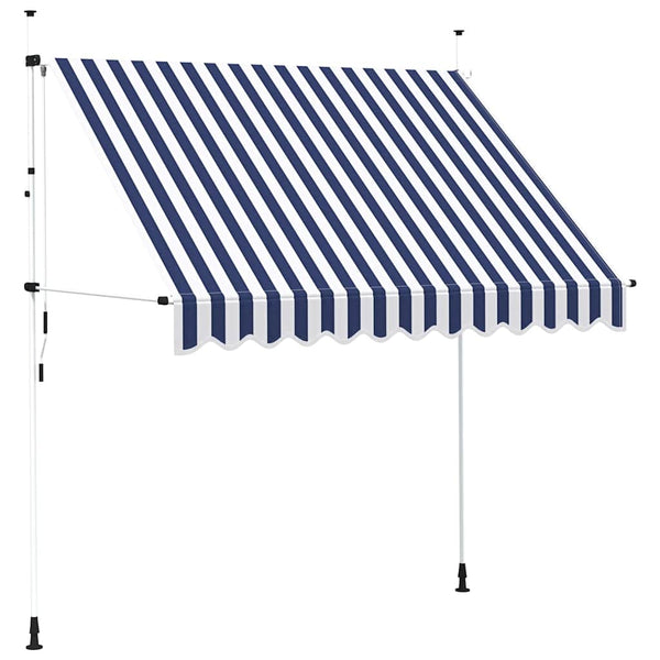 vidaXL Retractable Awning Manual 250 cm Blue/White Striped
