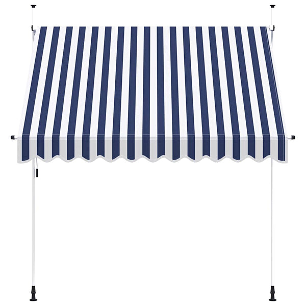 vidaXL Retractable Awning Manual 250 cm Blue/White Striped