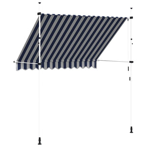 vidaXL Retractable Awning Manual 250 cm Blue/White Striped