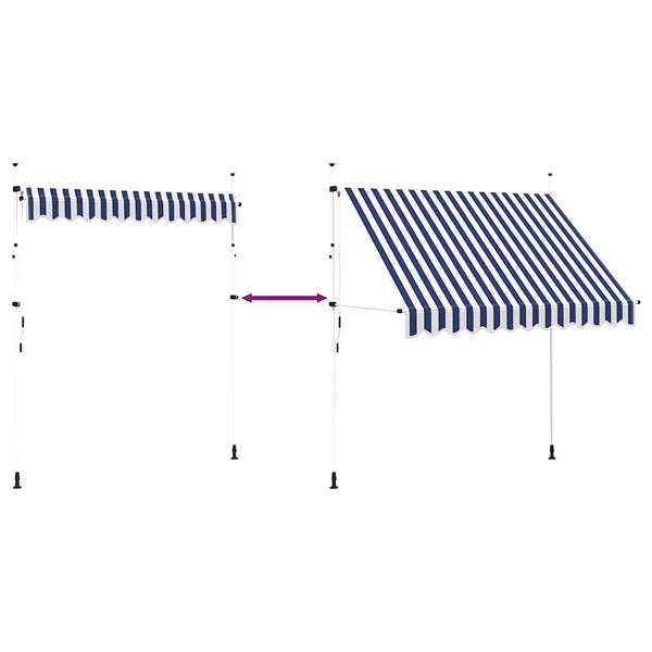 vidaXL Retractable Awning Manual 250 cm Blue/White Striped