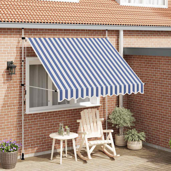 vidaXL Retractable Awning Manual 250 cm Blue/White Striped