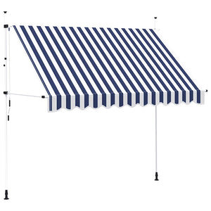 vidaXL Retractable Awning Manual 300 cm Blue/White Striped