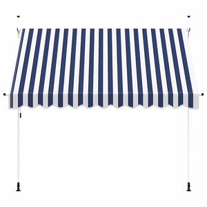 vidaXL Retractable Awning Manual 300 cm Blue/White Striped