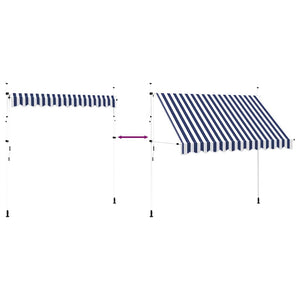 vidaXL Retractable Awning Manual 300 cm Blue/White Striped