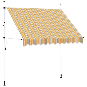 vidaXL Retractable Awning Manual 250 cm Yellow/Blue Striped