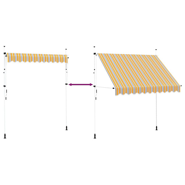 vidaXL Retractable Awning Manual 250 cm Yellow/Blue Striped