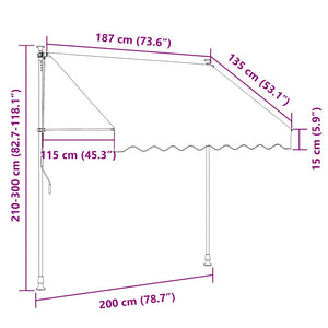 vidaXL Retractable Awning Manual 200 cm Orange/White Striped