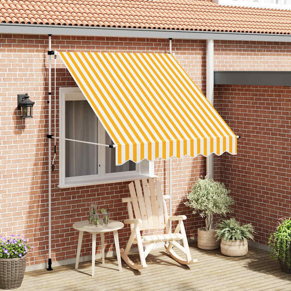 vidaXL Retractable Awning Manual 200 cm Orange/White Striped