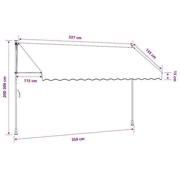vidaXL Retractable Awning Manual 350 cm Orange/White Striped