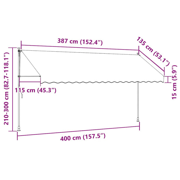 vidaXL Retractable Awning Manual 400 cm Orange/White Striped