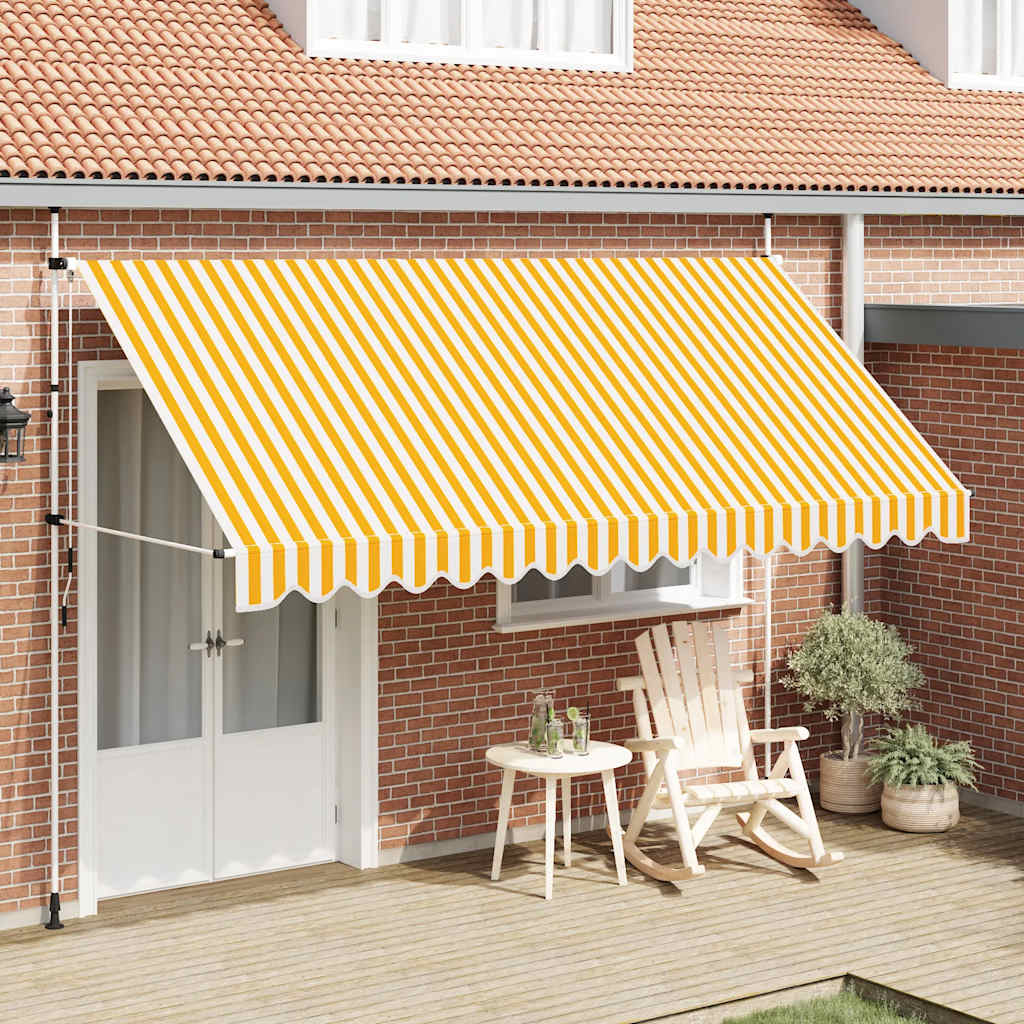 vidaXL Retractable Awning Manual 400 cm Orange/White Striped
