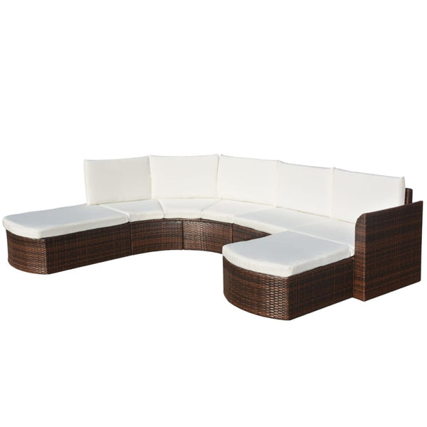 vidaXL 4-Piece Garden Lounge Set with Cushions Poly Rattan Brown