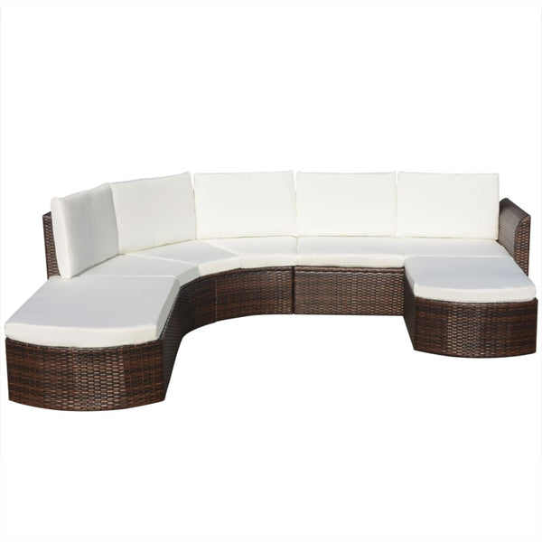 vidaXL 4-Piece Garden Lounge Set with Cushions Poly Rattan Brown