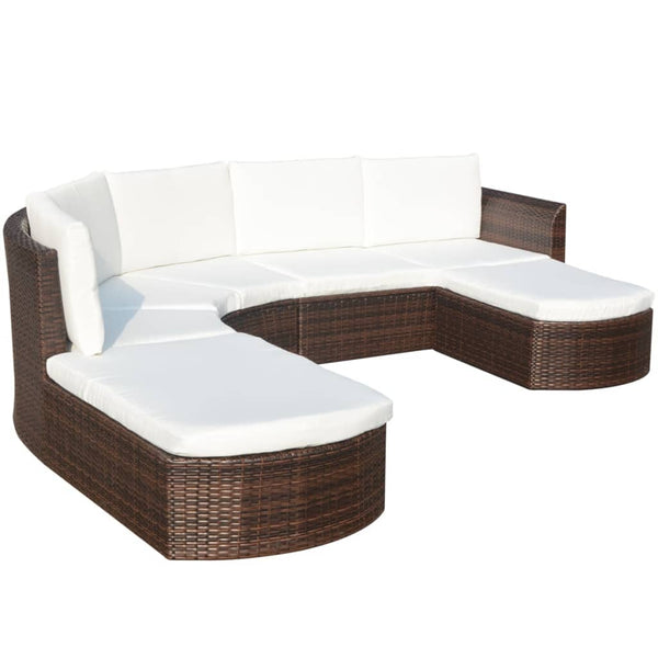 vidaXL 4-Piece Garden Lounge Set with Cushions Poly Rattan Brown