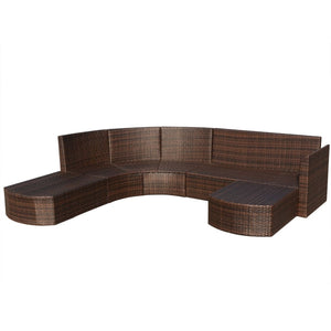 vidaXL 4-Piece Garden Lounge Set with Cushions Poly Rattan Brown