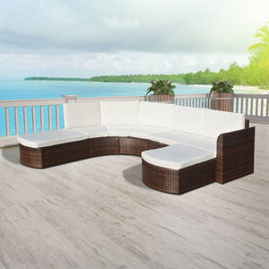 vidaXL 4-Piece Garden Lounge Set with Cushions Poly Rattan Brown